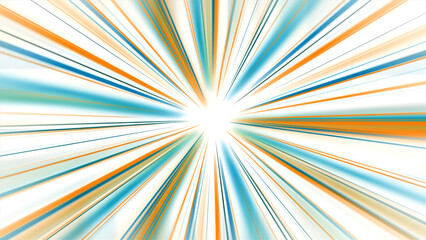 Linear rays rotate on white background. Motion. Rotating background with cartoon light effect. Colorful lines move in cartoon light radiation