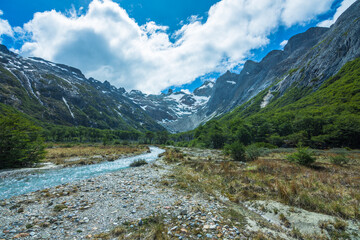 View of the glacier that creates the Laguna Esmeralda (Emerald Lake) - Ushuaia, Argentina
