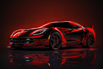 Obraz na płótnie Canvas Red Sport Car. Illustration AI Generative