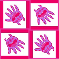 Cartoon monsters arms seamless emoticons aliens pattern for kids clothes print and wrapping paper and fabrics