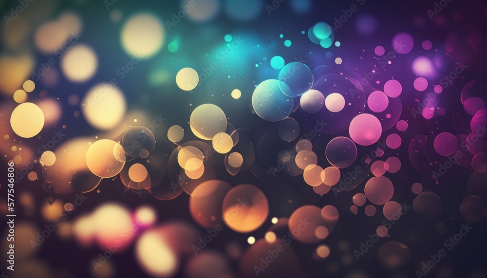 Poster wallpaper with a glamorous abstract cool colors bokeh background. generative ai