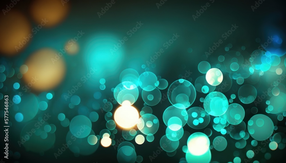 Poster Wallpaper with a glamorous abstract cyan bokeh background. Generative AI