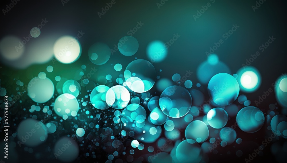 Poster wallpaper with a glamorous abstract cyan bokeh background. generative ai