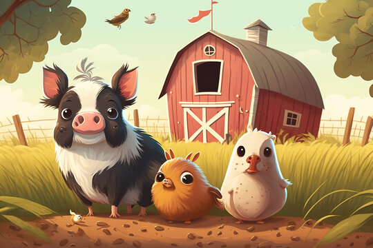 fundo de fazendinha com animais fofos 