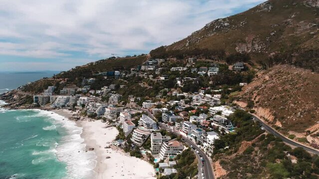 Aerial of Clifton Beach overlooking Camps Bay and the 12 Apostles, Cape Town, Western Cape of South Africa 8