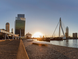 Rotterdam skyline during sunset