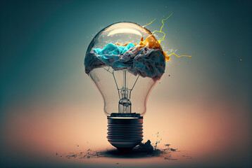 A light bulb with a creative cloud inside. Generative AI.