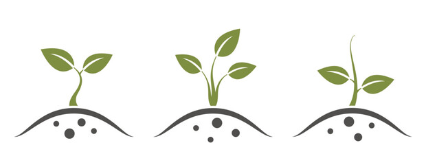 Plant sprout icon set. seedling, sprouted and planting symbol. isolated vector image