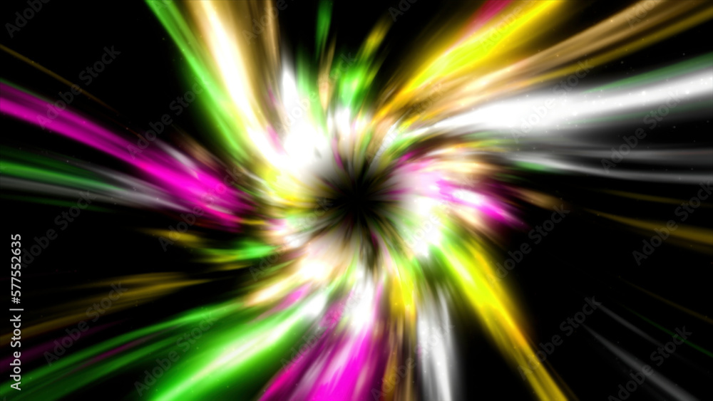 Poster abstract hyperspace speed up multicolored tunnel with hypnotic effect. motion. futuristic sci fi vir
