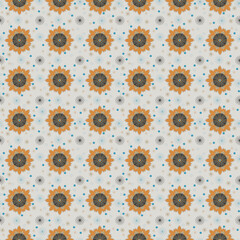 Boho seamless pattern, beige, blue, orange color