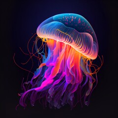 Beautiful glowing neon jellyfish, generative ai