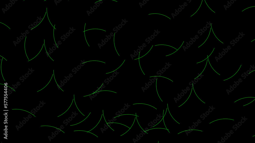 Poster abstract narrow neon lines moving very fast in a circle isolated on black background. design. glowin