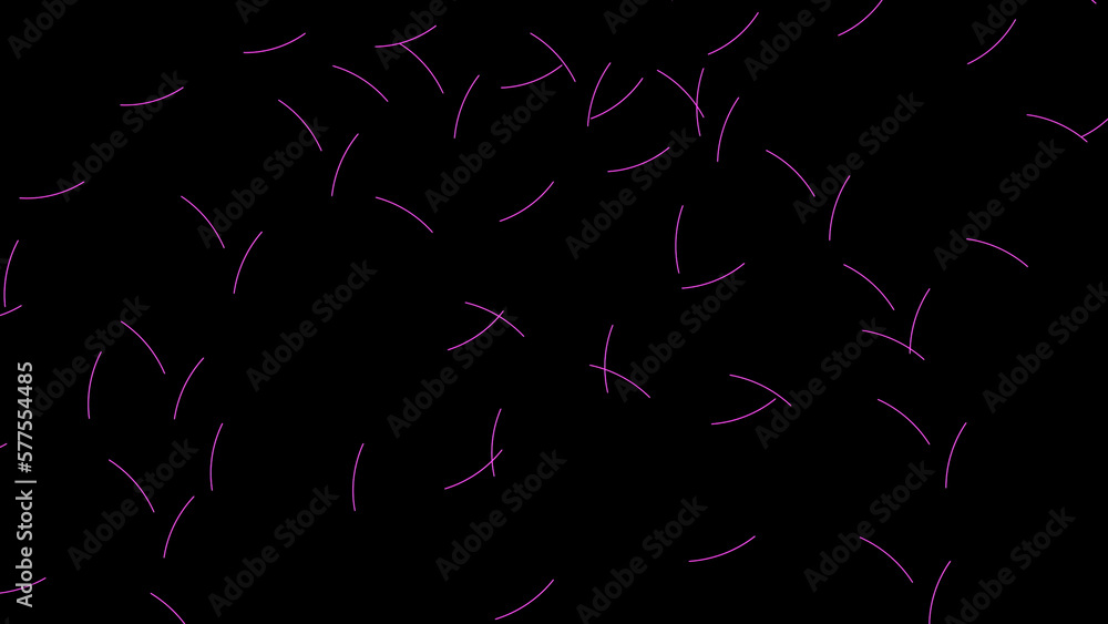 Poster abstract narrow neon lines moving very fast in a circle isolated on black background. design. glowin