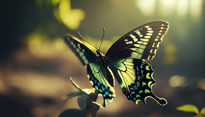 One Emerald Swallowtail Butterfly