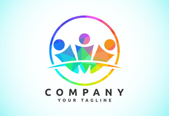 Connect People Logo Template, Social media network people logo