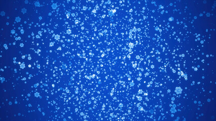 Naklejka na ściany i meble Transparent neon moving particles on a blue background. Motion. Abstract floating spheres.