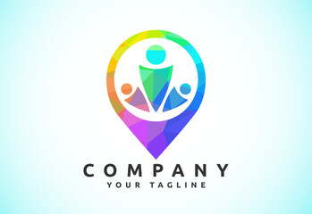 Connect People Logo Template, Social media network people logo
