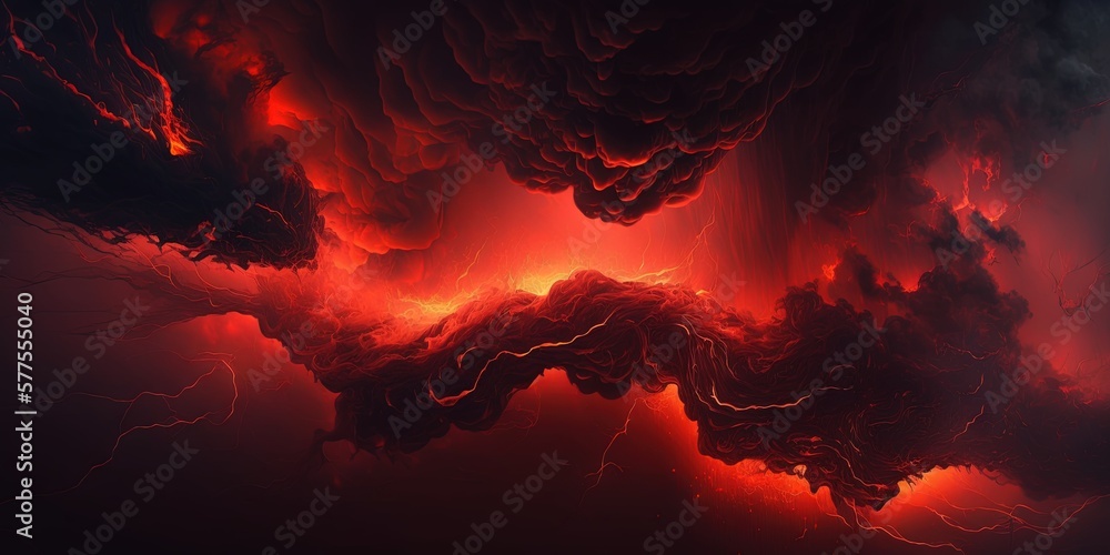 Wall mural abstract background featuring fiery red sky with flame and smoke effect suitable for spooky, hallowe