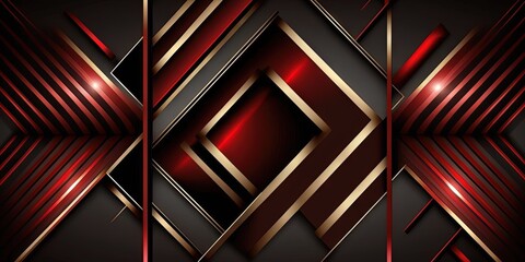 Geometric shapes in black and red gradient create a modern luxury background for design, Generative AI