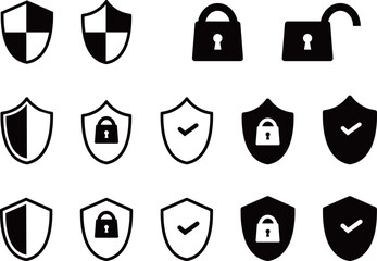 黒のセキュリティアイコンセット