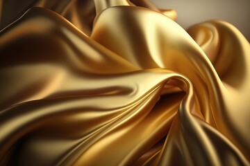 Luxury golden silk flowing wave trendy background. Closeup background for presentation. 