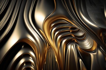 Abstract Pattern Waves of Liquid Metal: A Futuristic Representation of Fluidity and Dynamism, Generated by AI