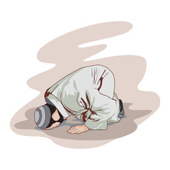 Muslim man doing five daily bows