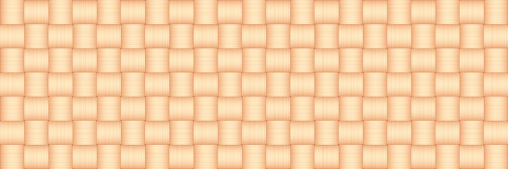 Vector bamboo weave background. Natural straw square seamless pattern. Rattan repeat texture, top view. Organic basket plait, macro view