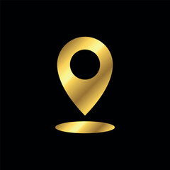 Gold Color Scheme Map Point Location Icon Vector Template