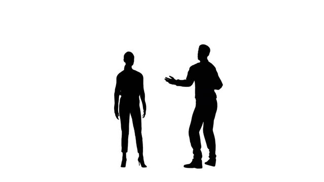Animated couple talking silhouettes