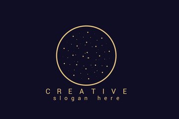 Golden vector logo in which an abstract image of the constellation Ursa Major in a circle. vector illustration
