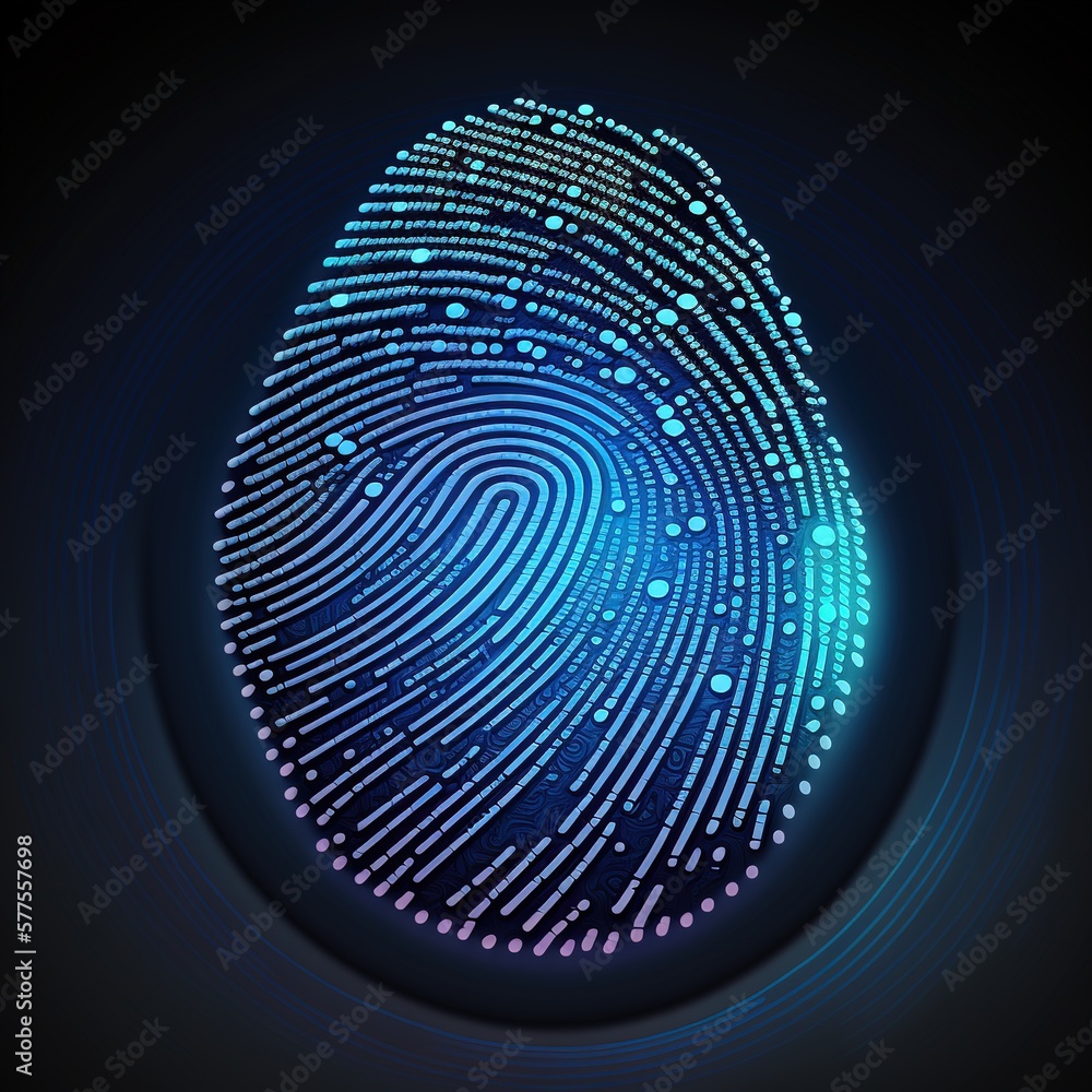 Poster fingerprint scanning technology. fingerprint to identify, generative ai