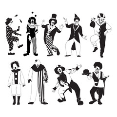 Clown silhouettes for various purposes