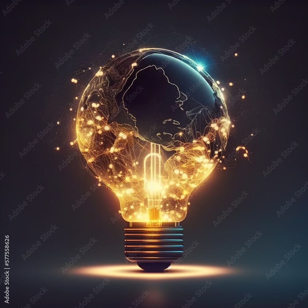 Poster light bulb global internet access. financial and banking, global internet connection application tec