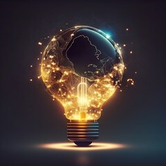 light bulb Global Internet access. Financial and banking, global internet connection application technology, and digital marketing, generative ai