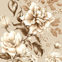 Floral pattern on a light background. Generative AI.