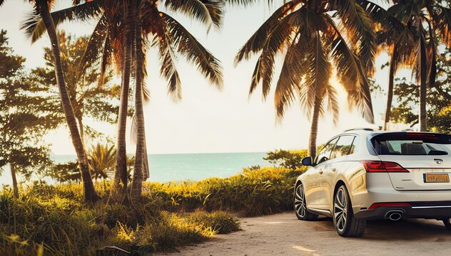Luxury Car on a Tropical Beach: The Perfect Escape | Generative AI
