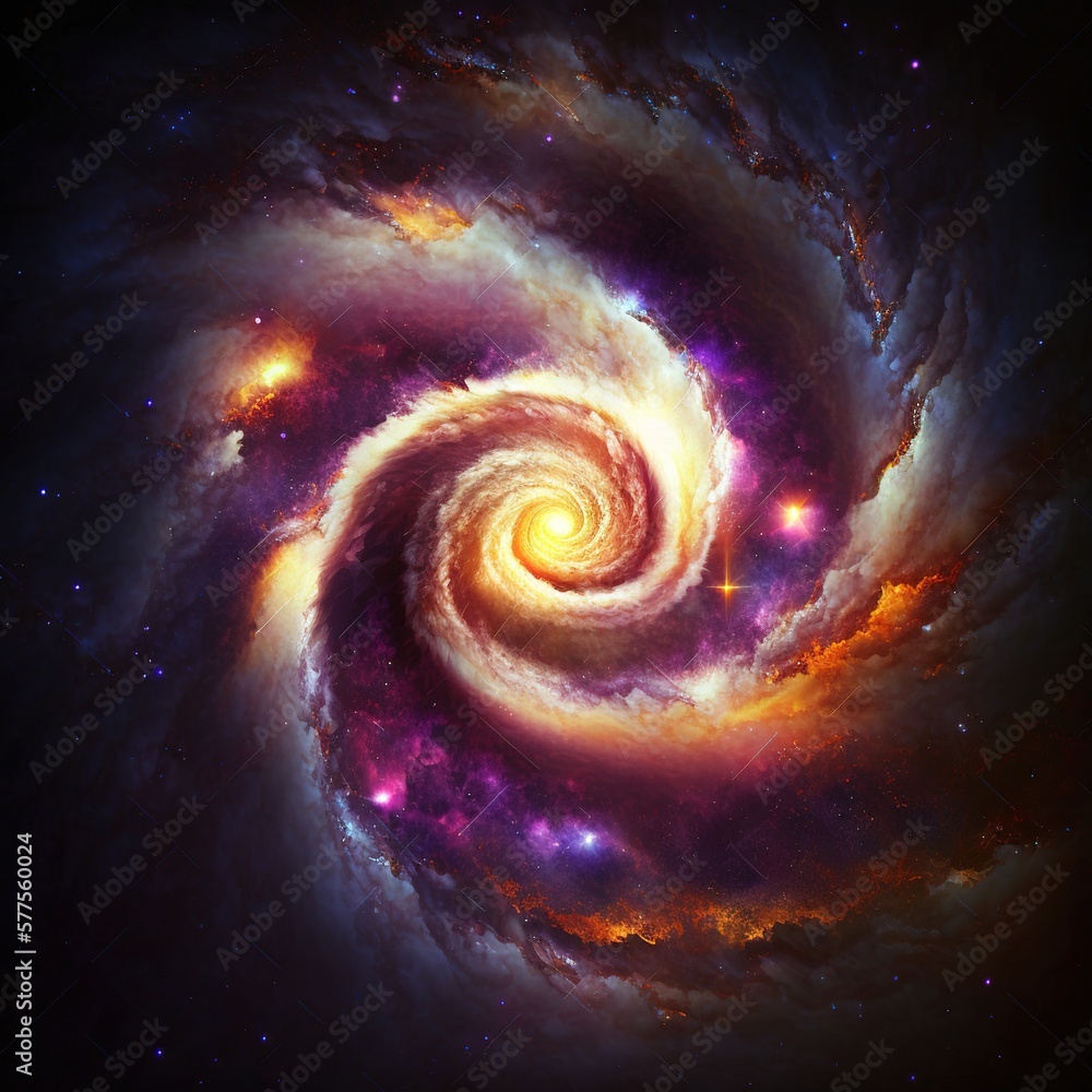 Wall mural spiral galaxy in space background, generative ai