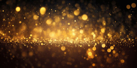 gold abstract blurred boheh lights background. Festive glitter sparkle background. Generative ai