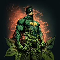 Fototapeta premium Marijuana Superhero - AI Generated
