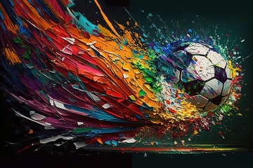 Piłka abstrakcyjny kolorowy akrylowy obraz Generative AI - obrazy, fototapety, plakaty