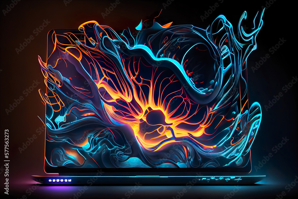 Wall mural abstract futuristic super gaming laptop, illustration, concept, artwork