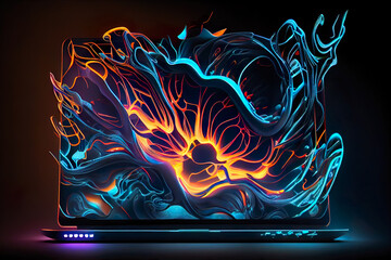 abstract futuristic super gaming laptop, illustration, concept, artwork