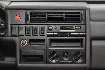 dashboard, car interior 90s. details close