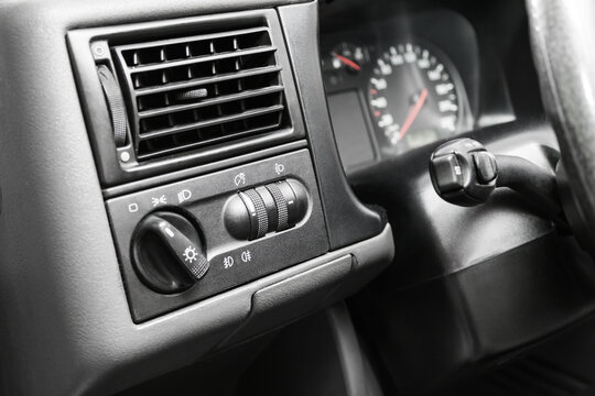 dashboard, car interior 90s. details close