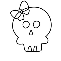 cute skull line icon