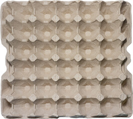empty paper egg tray for 30 eggs. View from above. isolated on a transparent background