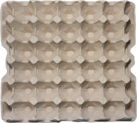 empty paper egg tray for 30 eggs. View from above. isolated on a transparent background