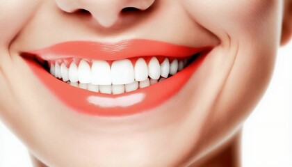 Woman beauty smile white teeth. Stomatology concept. Generative AI