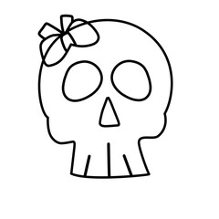 cute skull line icon